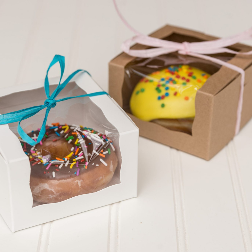 kraft donut boxes with a window