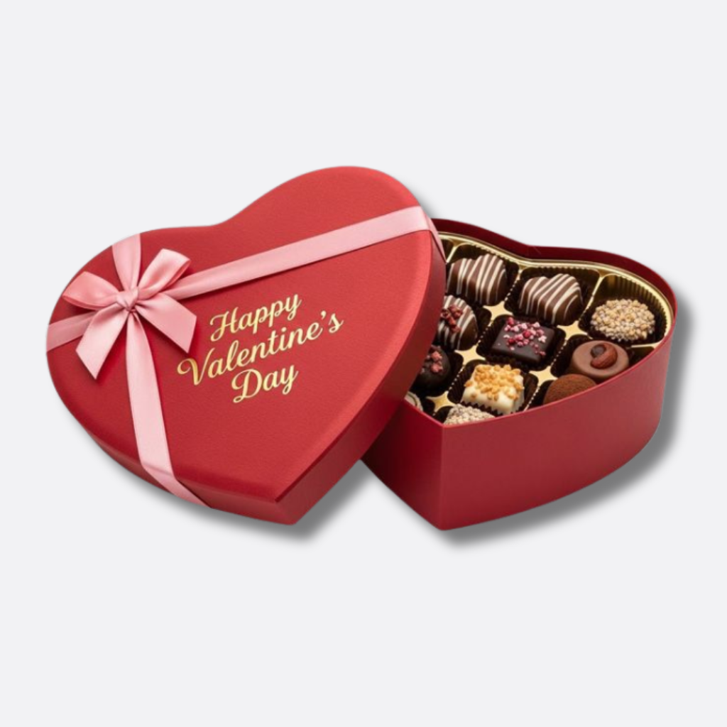 Custom printed Valentine chocolate heart boxes