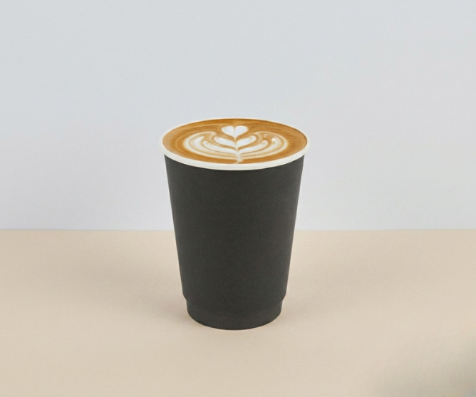 Custom printed black coffee cup