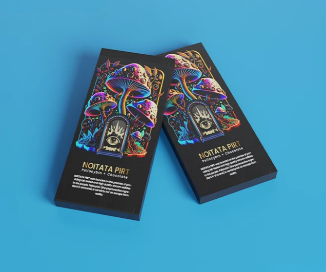 custom mushroom chocolate bar packaging