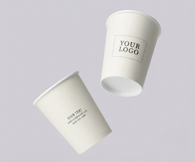Custom white coffee cup